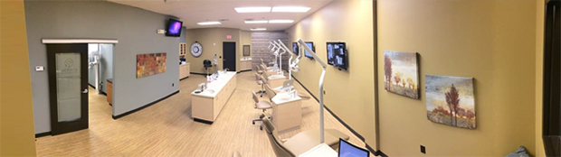 Open-Bay Treatment area with semi-private area in the back